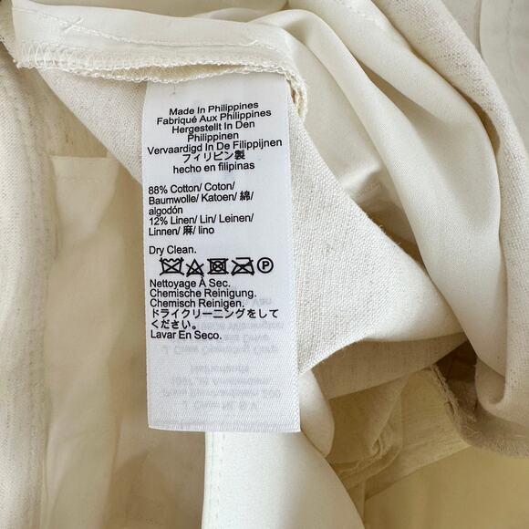 J.Crew Full Length Wide Leg Trouser Cotton Linen Blend Ivory Relaxed US 6 NWT - Picture 12 of 15